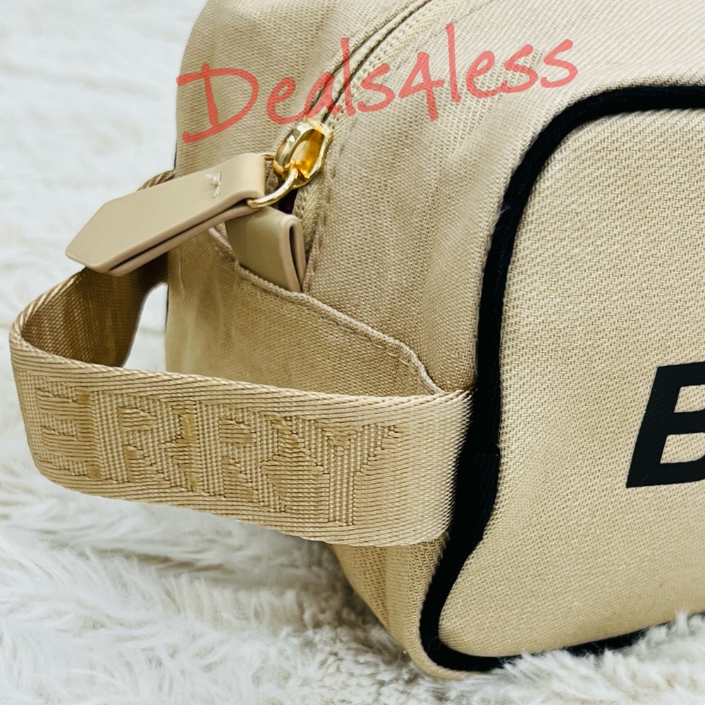 Burberry Bag Pouch Case Cosmetics Toiletry Travel Logo Handle Zippered New - Picture 5 of 12